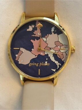 kate spade Gold-Tone Case with Blush Leather Strap Watch